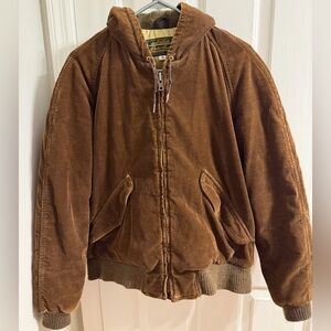 Vintage Eddie Bauer Expedition Outfitter Corduroy Down Hooded BomberJacket S